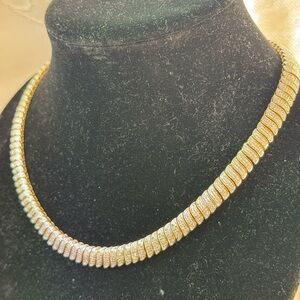 Elegant 18k Gold over Sterling Silver Herringbone Women's Chain Necklace.